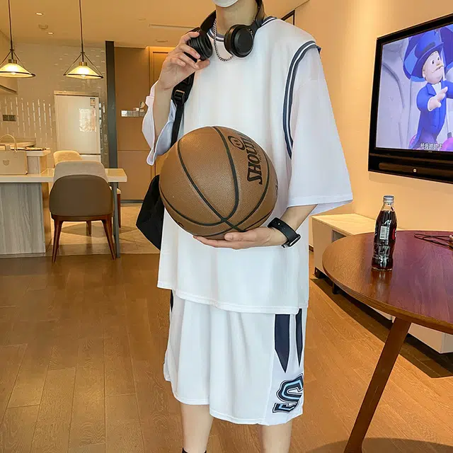 左岸 青少年冰丝速干学生篮球服帅气夏季透气宽松两件套休闲运动套装 男款