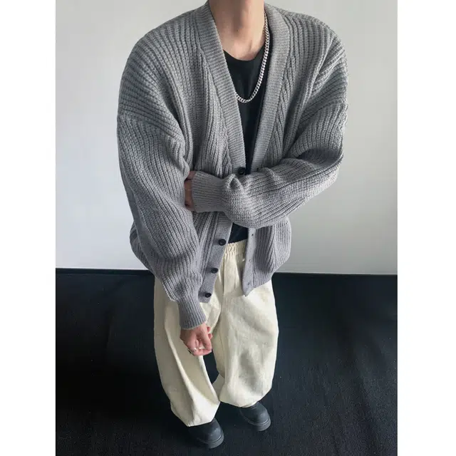左岸 青少年港风潮牌休闲时尚宽松简约高级感春秋开衫上衣设计感保暖秋冬内搭打底衫毛衣 男款