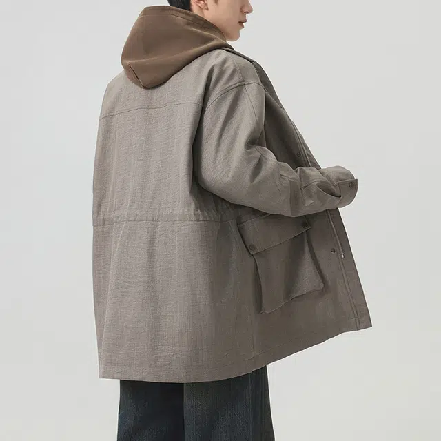 左岸 春秋季日系复古翻领中长款休闲宽松外套美式潮牌大衣风衣 男款