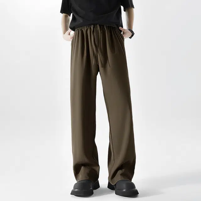左岸 高街直筒阔腿长裤垂感拖地潮牌宽松休闲裤 男款