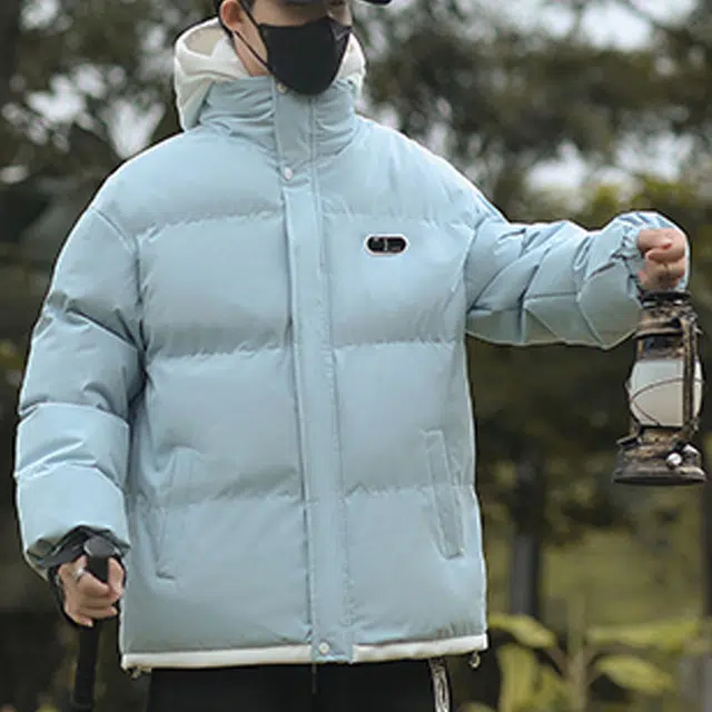 左岸 青少年百搭美式高街潮流外套设计连帽假两件痞帅酷潮休闲宽松港风潮牌棉服 男款