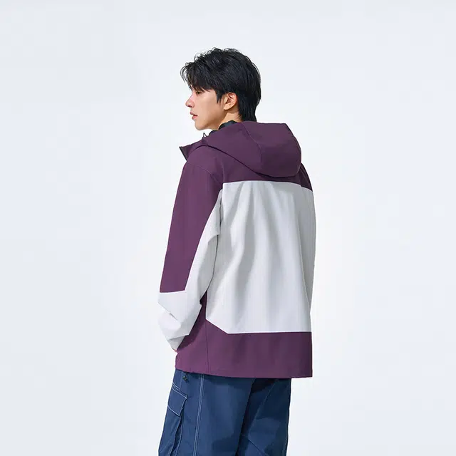 左岸 【机能风】男款工装拼色冲锋衣美式连帽保暖登山服防风防水单冲透气夹克 男女同款