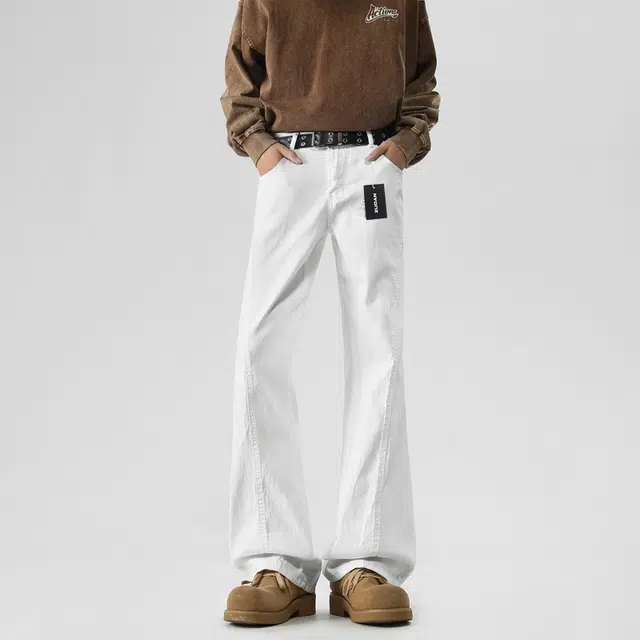 左岸 秋季美式高街潮牌裤子男微喇长裤柔软舒适休闲裤牛仔裤 男款