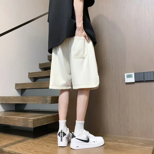 左岸 港风潮牌卫裤夏季薄款设计感字母印花简约宽松运动中裤百搭柔软舒适透气沙滩裤五分裤休闲短裤 男款