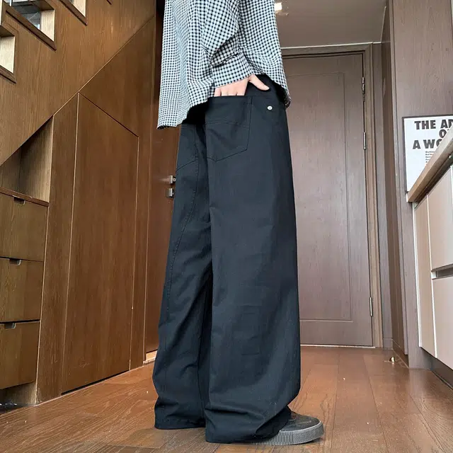 左岸 美式高街潮流百搭纯色宽松直筒长裤柔软舒适轻便透气显瘦阔腿裤春秋季休闲裤 男款