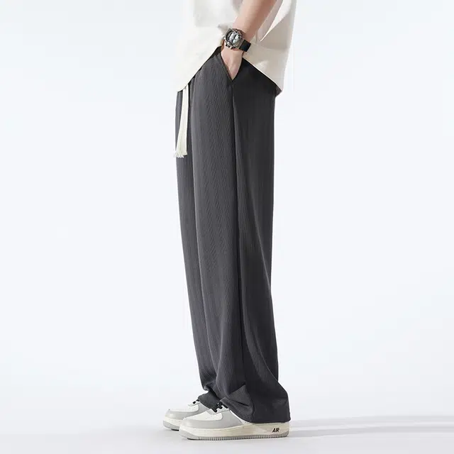 左岸 高街纯色简约宽松舒适阔腿直筒运动卫裤休闲裤 男款