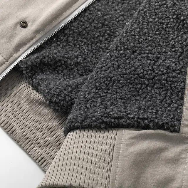 左岸 加绒加厚夹克港风时尚潮牌百搭拉链开衫翻领羊羔绒上衣加肥加大码休闲宽松秋冬防风保暖棉袄外套棉服 男款