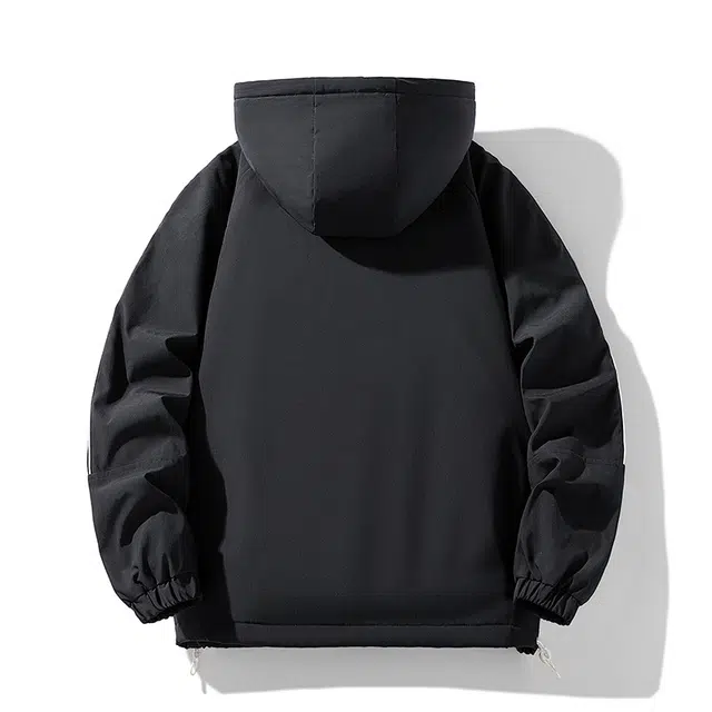 左岸 加绒加厚潮流百搭撞色拼接大口袋工装带帽拉链开衫上衣美式加肥加大码宽松休闲舒适防风保暖外套秋冬夹克 男款