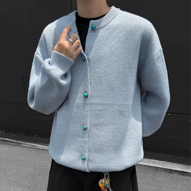 左岸 青少年港风潮牌休闲时尚宽松简约高级感春秋开衫上衣加肥加大码设计感保暖秋冬内搭打底衫针织衫 男女同款