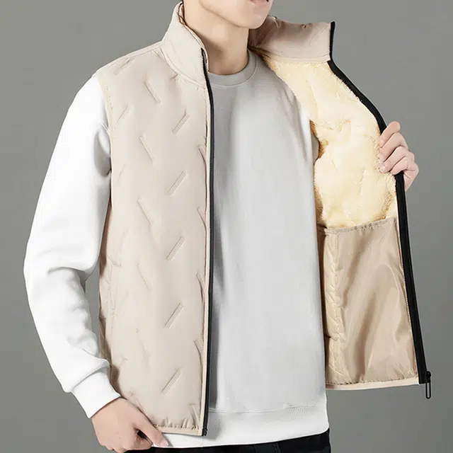 左岸 美式青少年秋冬立领加绒加厚开衬外套宽松舒适百搭时尚潮流小众学院风港风潮牌马甲 男款