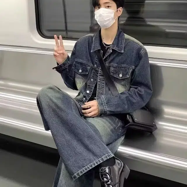 左岸 美式复古潮流个性时尚简约青少年小众学院风设计翻领宽松痞帅酷潮休闲高街百搭港风潮牌牛仔外套 男女同款