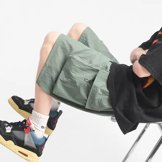 左岸 夏季五分裤男潮牌宽松直筒中裤美式速干沙滩裤休闲运动工装短裤 男款