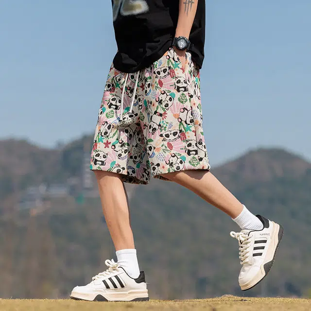 左岸 美式刺绣五分裤薄款宽松运动时尚中裤外穿休闲短裤 男女同款