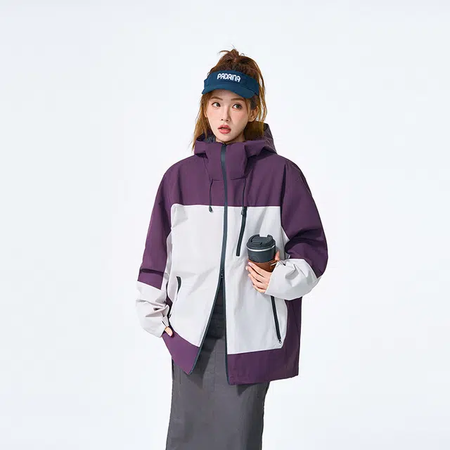 左岸 【机能风】男款工装拼色冲锋衣美式连帽保暖登山服防风防水单冲透气夹克 男女同款