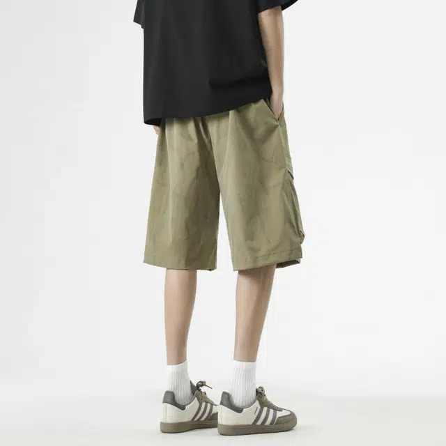 左岸 夏季轻薄美式宽松休闲直筒中裤大口袋百搭五分裤工装短裤 男款