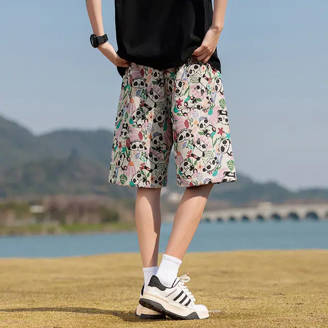 左岸 美式刺绣五分裤薄款宽松运动时尚中裤外穿休闲短裤 男女同款