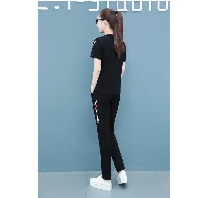 左岸 夏季简约日常百搭时尚通勤潮流舒适透气显瘦柔软亲肤纯色休闲套装 女款