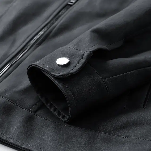 左岸 春秋美式复古高街潮流百搭纯色拉链开衫夹克上衣宽松休闲舒适防风保暖外套皮衣 男款