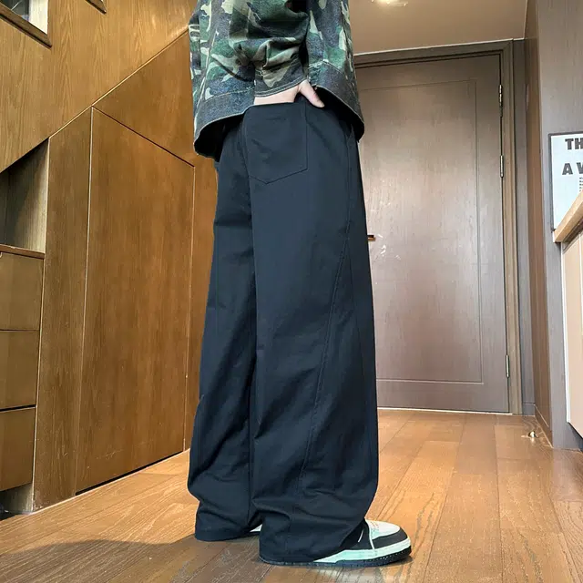 左岸 美式高街潮流百搭纯色宽松显瘦直筒长裤柔软舒适轻便透气阔腿裤春秋季休闲裤 男款