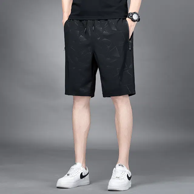 左岸 美式高街创意满印印花薄款透气舒适大码五分裤休闲短裤 男女同款