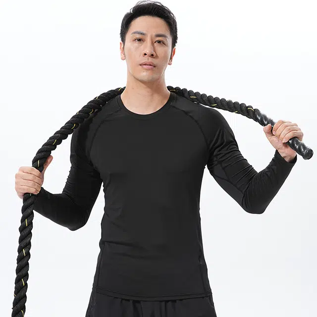 左岸 时尚简约长袖衫户外运动紧身速干衣篮球足球跑步训练日常通勤修身显瘦休闲打底衫百搭上衣健身衣 男款