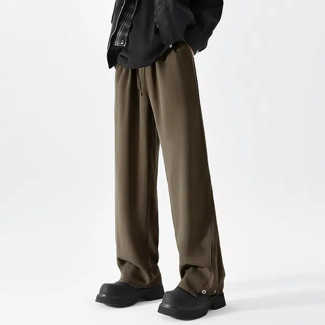 左岸 高街直筒阔腿长裤垂感拖地潮牌宽松休闲裤 男款