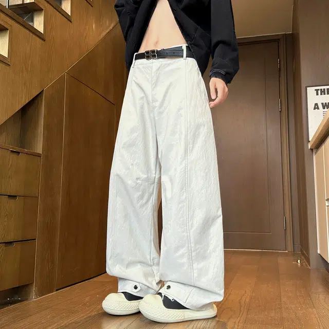 左岸 美式高街潮流百搭纯色宽松直筒长裤柔软舒适轻便透气阔腿裤春秋季休闲裤 男款