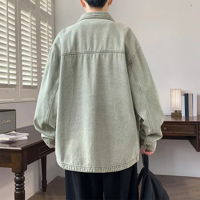 左岸 春秋季美式复古做旧水洗时尚潮流百搭开衫上衣休闲宽松舒适潮牌牛仔外套工装风夹克 男款