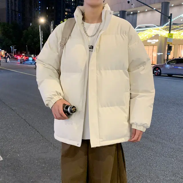 左岸 美式高街设计立领男士百搭纯色棉衣外套休闲上衣面包服简约时尚宽松舒适学院风户外港风潮牌棉服 男款