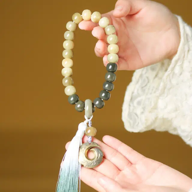 【时来运转】 芳缘小傅 本命年有钱花转运珠 文玩手持佛珠招财纳福复古国风高品质藏式桶珠渐变飘花手持#好运 菩提根 手串 男女同款情侣款