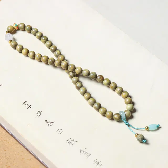 芳缘小傅 文玩佛珠小众简约国风国潮招财纳福考试上岸小众转运珠双圈 #好运 绿檀 木作手串 男女同款情侣款