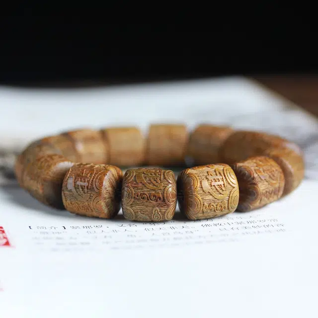 芳缘小傅 文玩佛珠转运珠本命年新中式国风纳福有钱花串珠高级感气质小众雕刻 #好运 绿檀 手串 男女同款情侣款