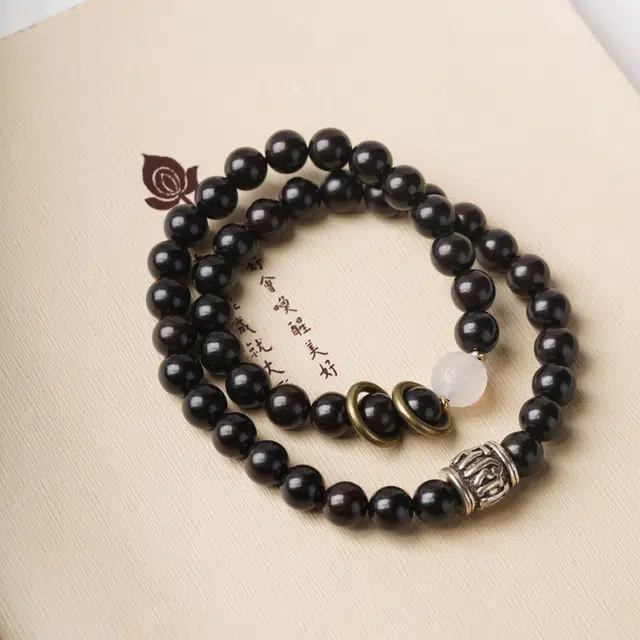 【六字箴言】 芳缘小傅 文玩佛珠小众简约国风国潮招财纳福考试上岸小众转运珠双圈 #好运 黑檀 手串 男女同款情侣款