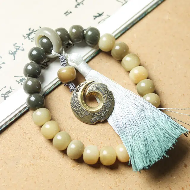 【时来运转】 芳缘小傅 本命年有钱花转运珠 文玩手持佛珠招财纳福复古国风高品质藏式桶珠渐变飘花手持#好运 菩提根 手串 男女同款情侣款