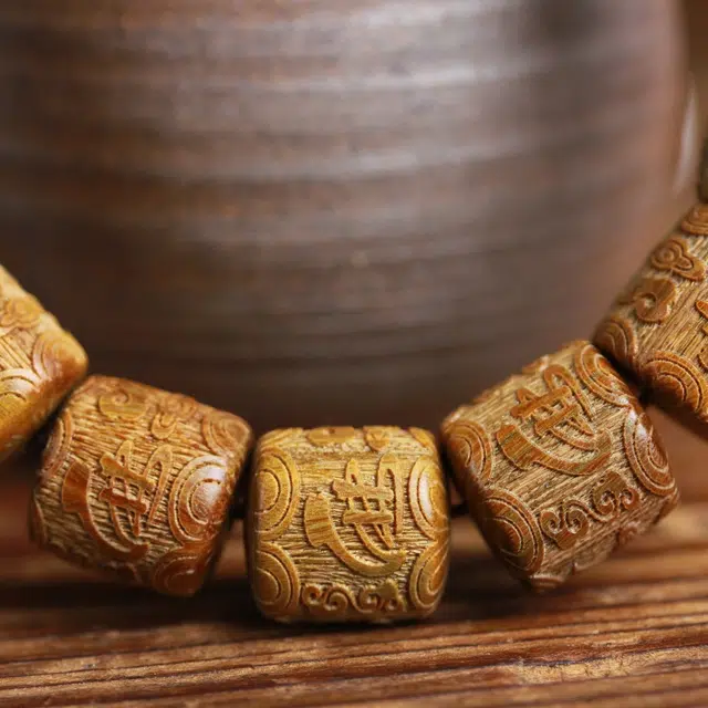 芳缘小傅 文玩佛珠转运珠本命年新中式国风纳福有钱花串珠高级感气质小众雕刻 #好运 绿檀 手串 男女同款情侣款