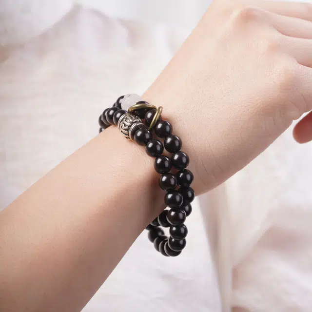 【六字箴言】 芳缘小傅 文玩佛珠小众简约国风国潮招财纳福考试上岸小众转运珠双圈 #好运 黑檀 手串 男女同款情侣款