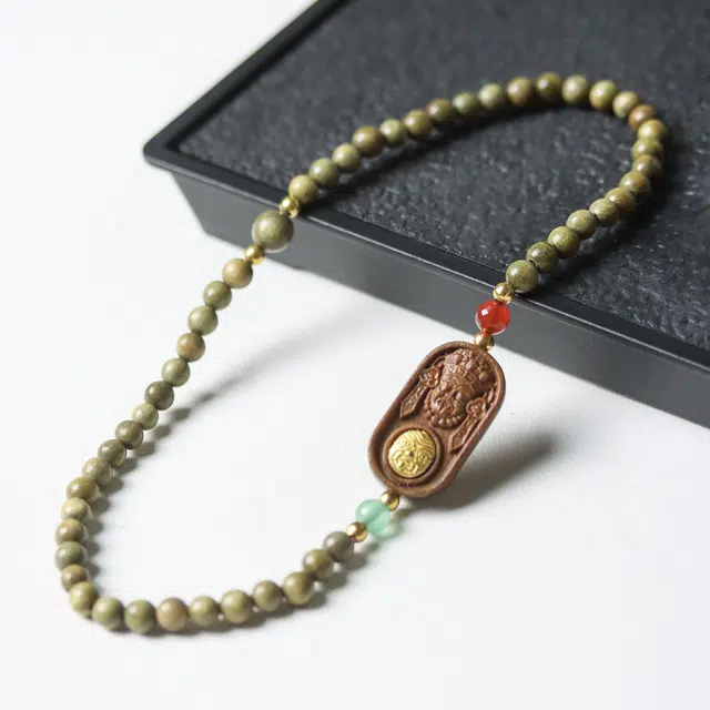 芳缘小傅 扎基拉姆招财纳福文玩佛珠小众简约国风国潮考试上岸小众转运珠双圈 #好运 绿檀 手串 男女同款情侣款