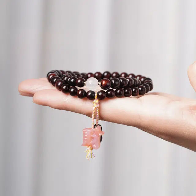 芳缘小傅 文玩佛珠小众简约国风国潮招财纳福考试上岸藏式老型桶珠转运财字 #好运 紫檀属 木作手串 女款