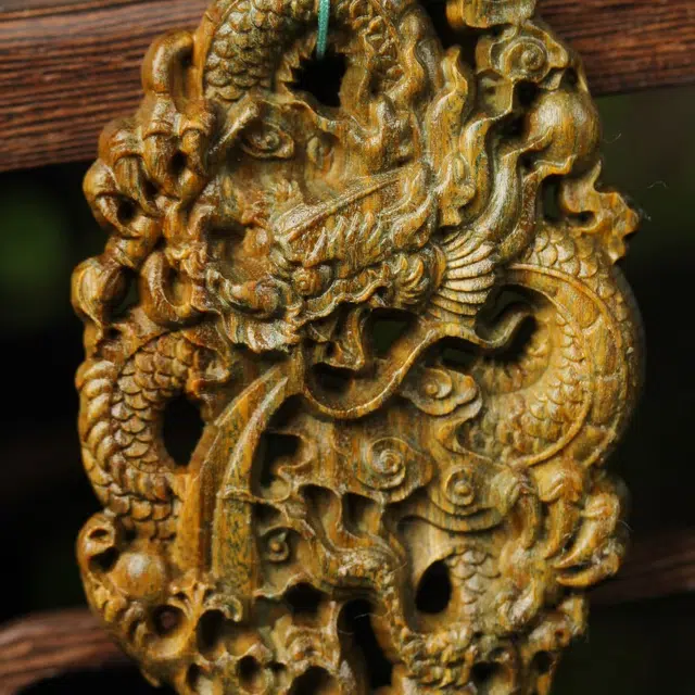 芳缘小傅 文玩佛珠转运珠本命年新中式国风纳福有钱花龙牌串珠 高级感气质小众#好运 绿檀 木作项链 男女同款情侣款