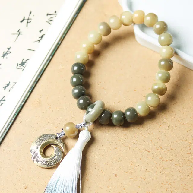 【时来运转】 芳缘小傅 本命年有钱花转运珠 文玩手持佛珠招财纳福复古国风高品质藏式桶珠渐变飘花手持#好运 菩提根 手串 男女同款情侣款
