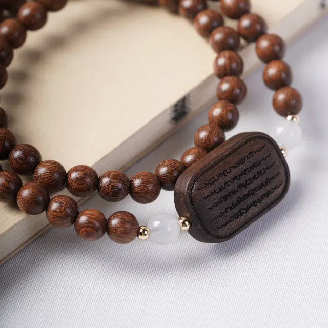 芳缘小傅 梵文转运珠 文玩佛牌平安国潮新中式穿搭 通勤叠戴百搭#好运 金丝檀木 手串 男女同款情侣款