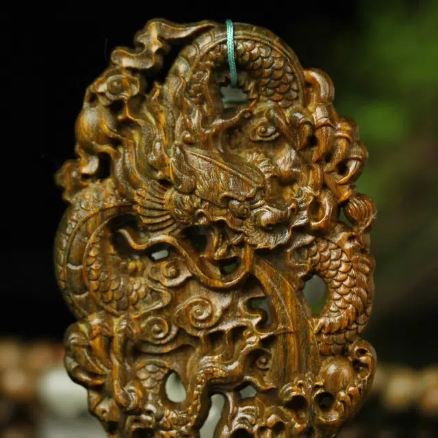 芳缘小傅 文玩佛珠转运珠本命年新中式国风纳福有钱花龙牌串珠 高级感气质小众#好运 绿檀 木作项链 男女同款情侣款