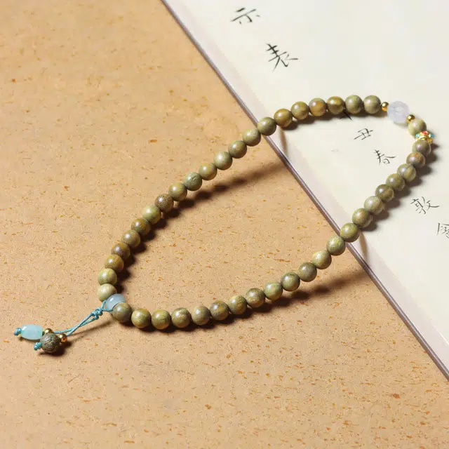 芳缘小傅 文玩佛珠小众简约国风国潮招财纳福考试上岸小众转运珠双圈 #好运 绿檀 木作手串 男女同款情侣款