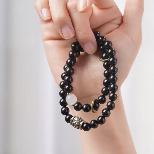 【六字箴言】 芳缘小傅 文玩佛珠小众简约国风国潮招财纳福考试上岸小众转运珠双圈 #好运 黑檀 手串 男女同款情侣款