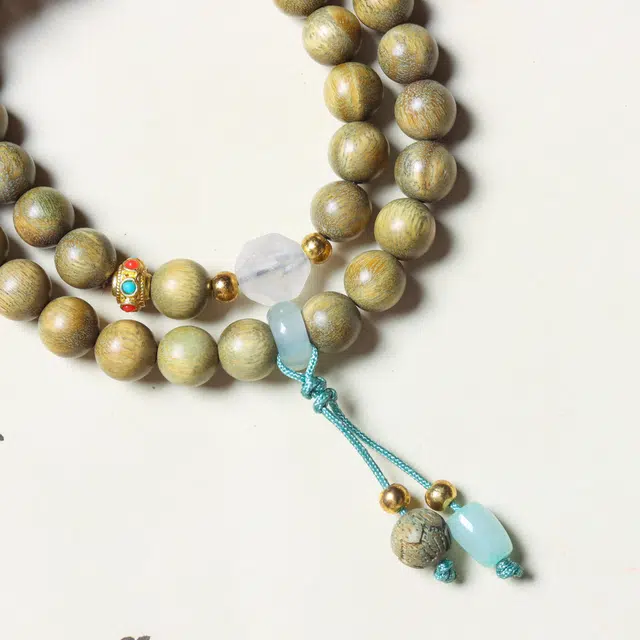 芳缘小傅 文玩佛珠小众简约国风国潮招财纳福考试上岸小众转运珠双圈 #好运 绿檀 木作手串 男女同款情侣款