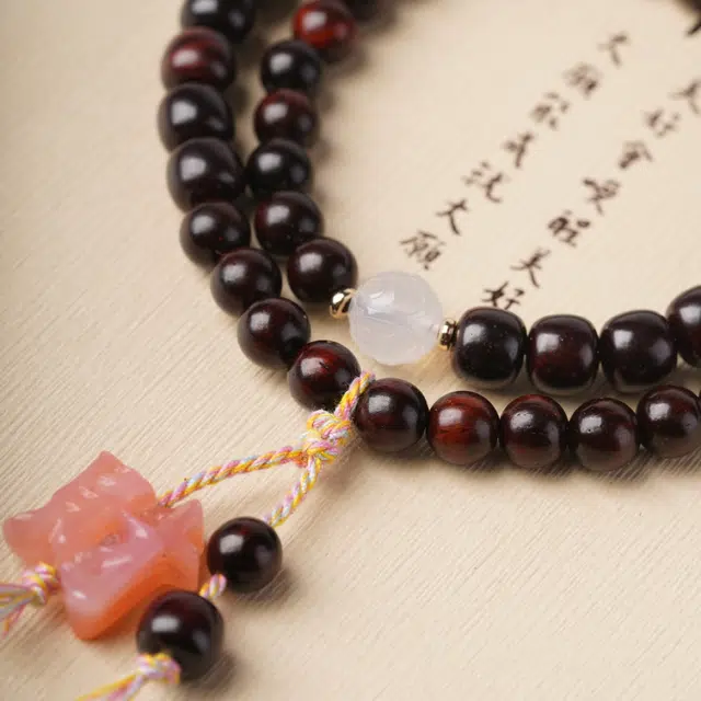 芳缘小傅 文玩佛珠小众简约国风国潮招财纳福考试上岸藏式老型桶珠转运财字 #好运 紫檀属 木作手串 女款