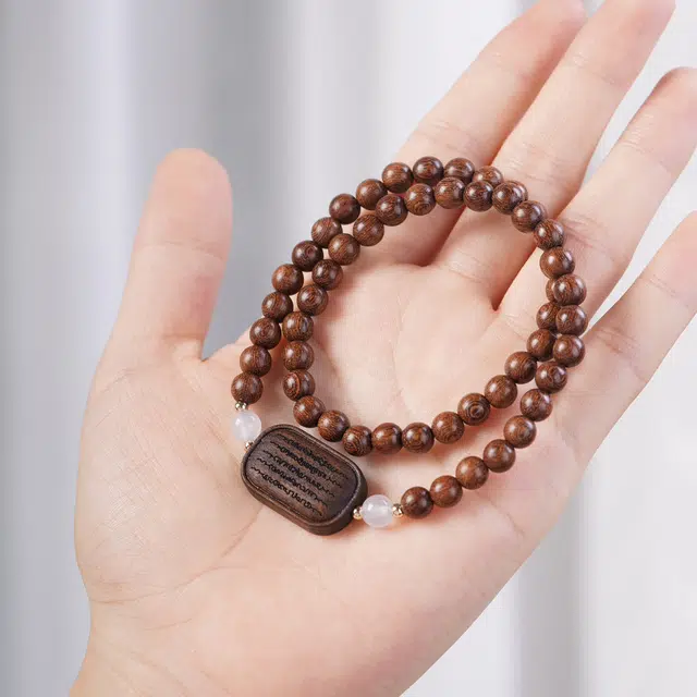 芳缘小傅 梵文转运珠 文玩佛牌平安国潮新中式穿搭 通勤叠戴百搭#好运 金丝檀木 手串 男女同款情侣款