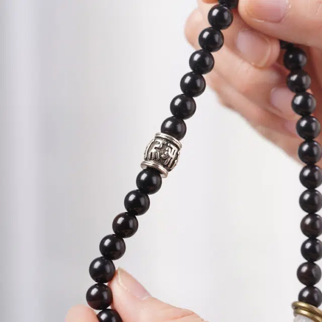 【六字箴言】 芳缘小傅 文玩佛珠小众简约国风国潮招财纳福考试上岸小众转运珠双圈 #好运 黑檀 手串 男女同款情侣款