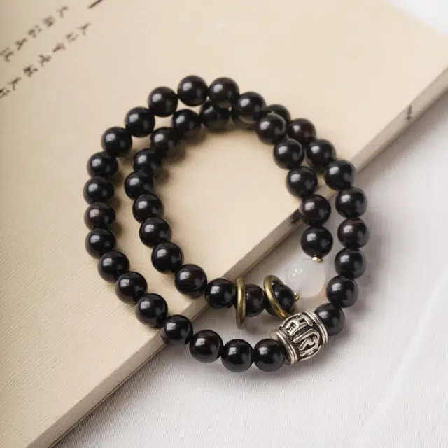【六字箴言】 芳缘小傅 文玩佛珠小众简约国风国潮招财纳福考试上岸小众转运珠双圈 #好运 黑檀 手串 男女同款情侣款