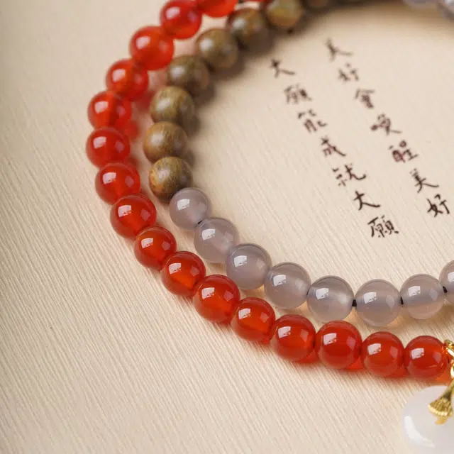 芳缘小傅 平安纳福 #好运转运珠 多圈手持禅意文玩佛珠串#好运 绿檀 手串 男女同款情侣款